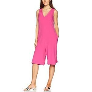 Vibrant Pink Culotte Jumpsuit with V-Neckline